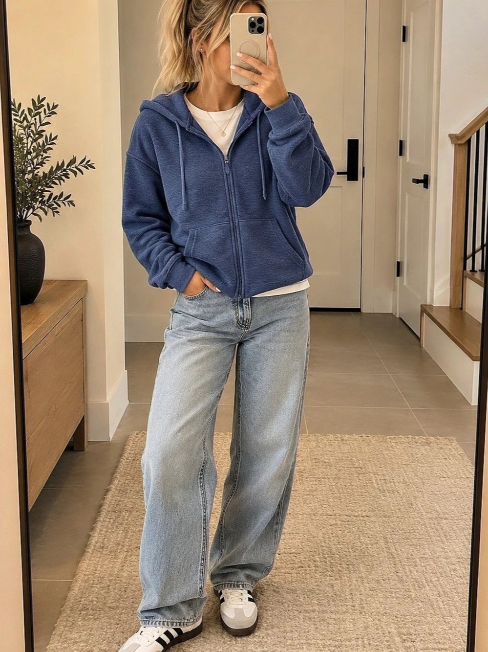 Old Navy Relaxed Lightweight Slub-Knit Zip Hoodie Blue